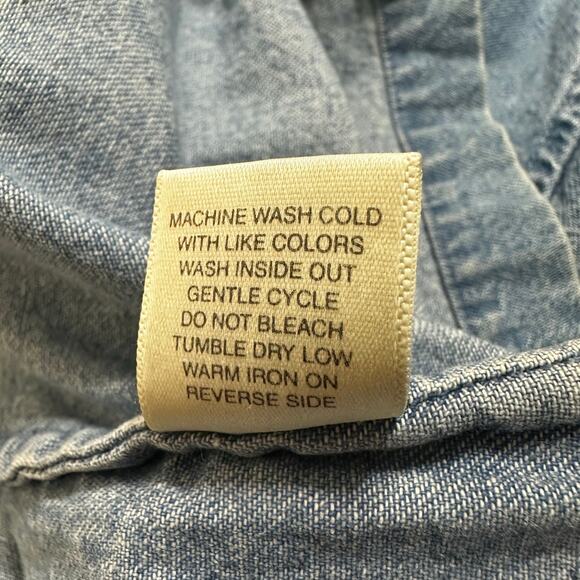 Christopher & Banks Denim Shirt Embroidered Teddy Bears Blue Womens Size Medium - Picture 6 of 10